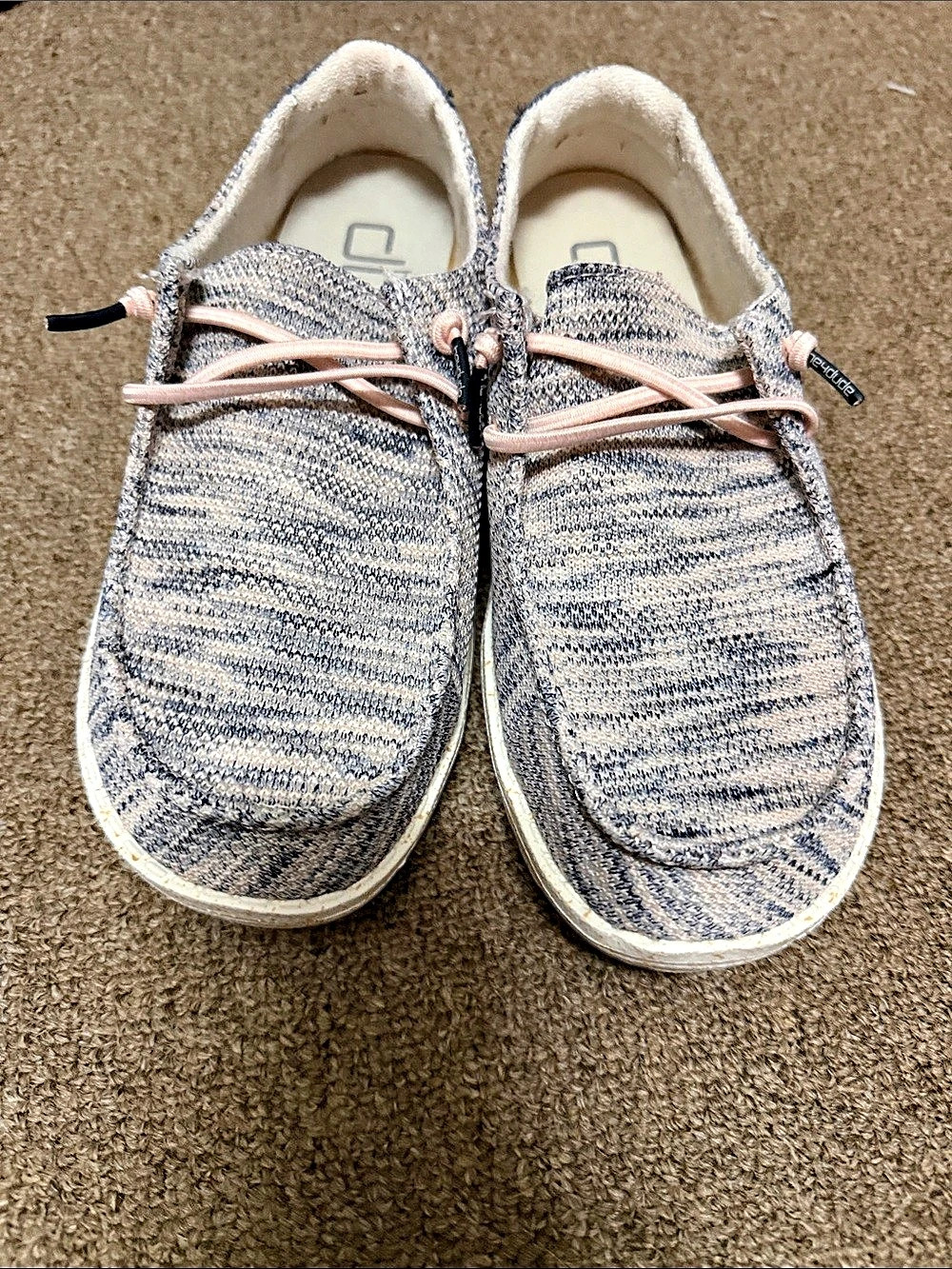 Hey Dude Wendy Sox Striped Sneakers in Blue & Pink US 6